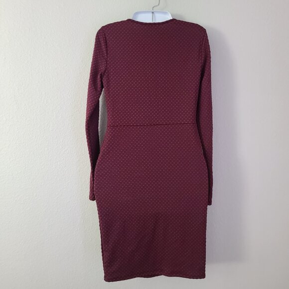 Charlotte Russe women's maroon/burgundy textured cutout bodycon dress size M - Picture 3 of 12
